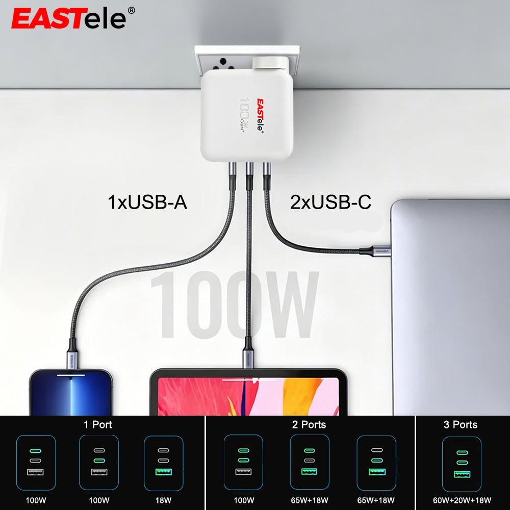 EASTele 100W USB Type-C Fast Wall AC Charger Power Adapter