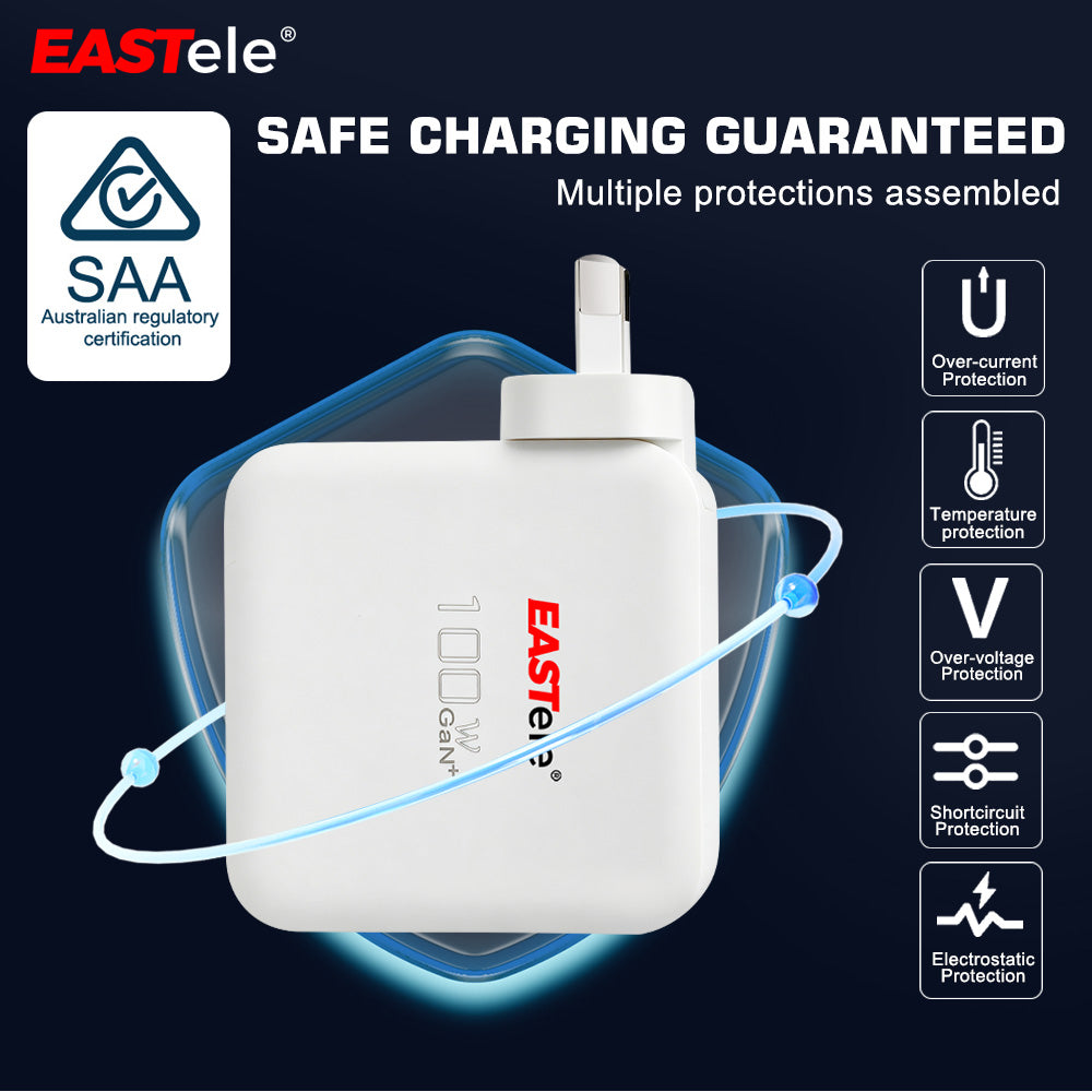 EASTele 100W USB Type-C Fast Wall AC Charger Power Adapter