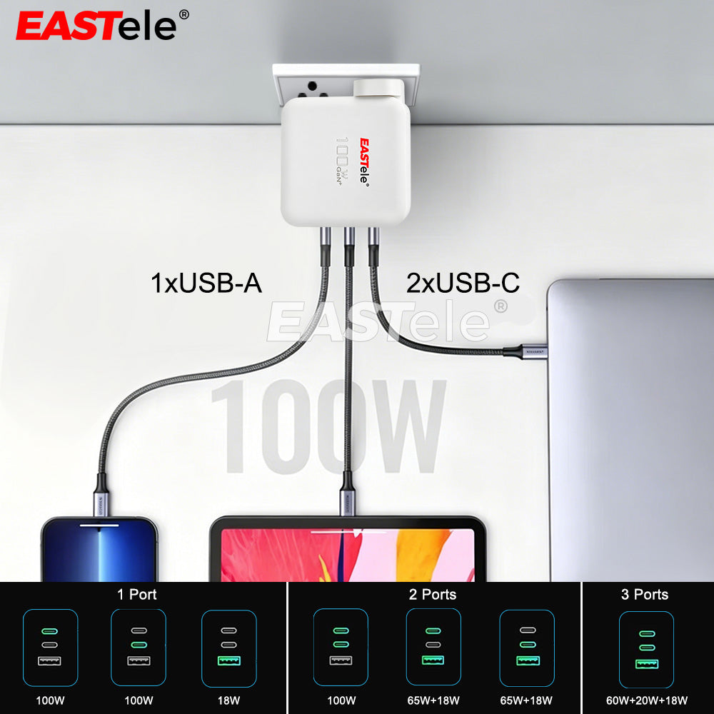 EASTele 100W USB Type-C Fast Wall AC Charger Power Adapter