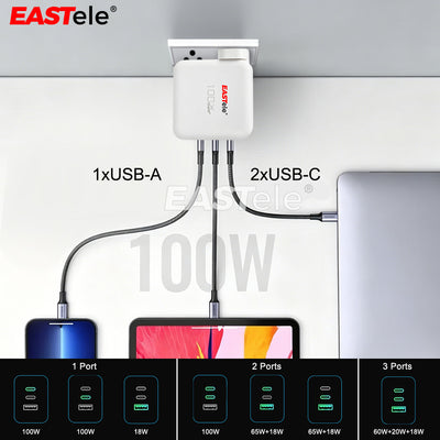 EASTele 100W USB Type-C Fast Wall AC Charger Power Adapter