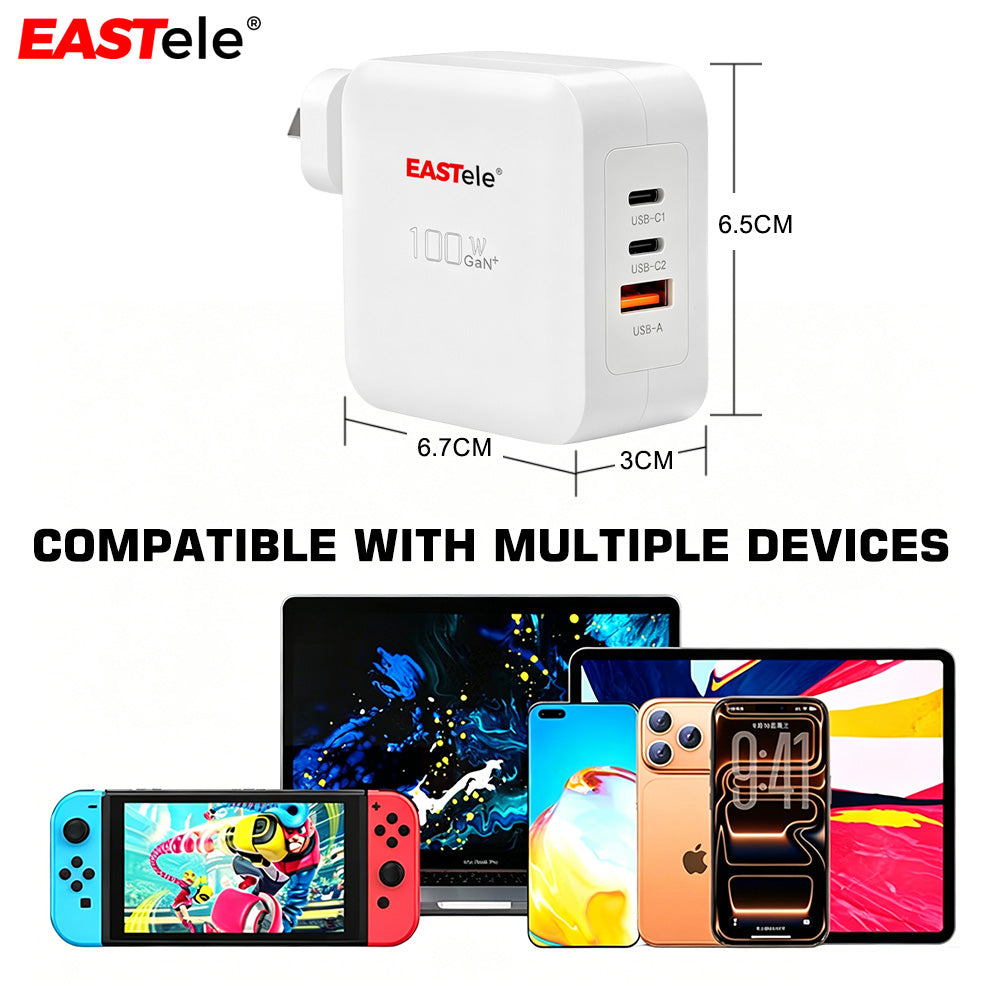 EASTele 100W USB Type-C Fast Wall AC Charger Power Adapter