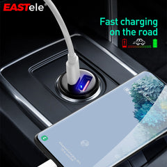 Dual USB+Type-C Fast Car Charger Adapter PD3.0 QC3.0