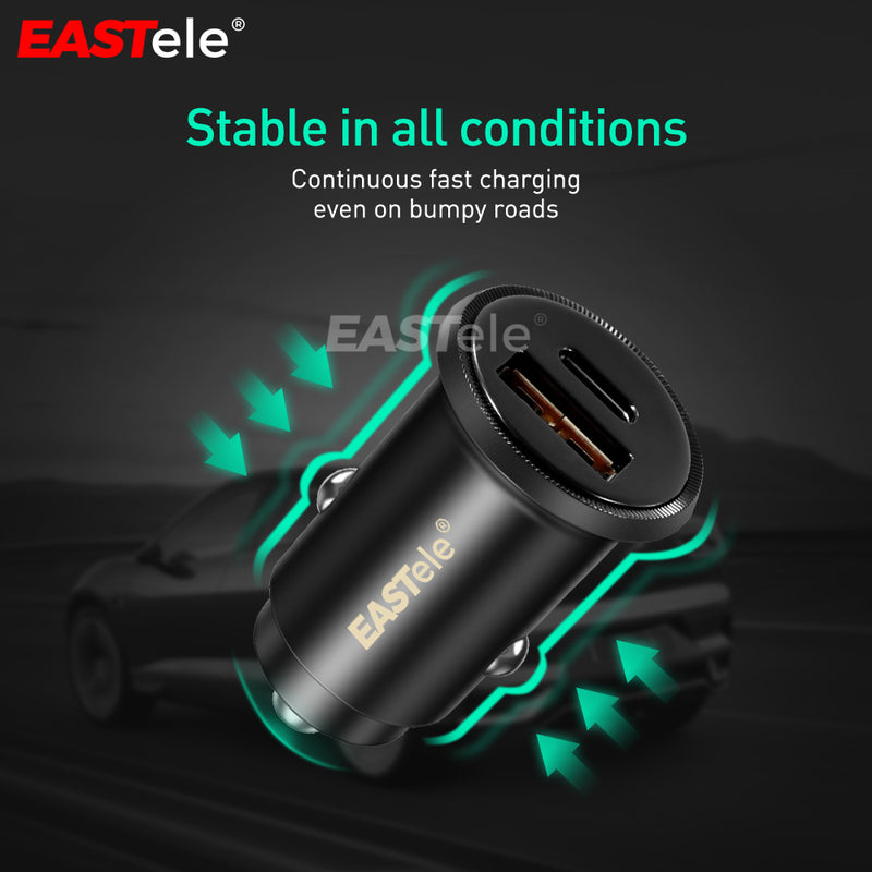 Dual USB+Type-C Fast Car Charger Adapter PD3.0 QC3.0